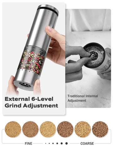One grinder features LED light to guide precise seasoning during cooking.