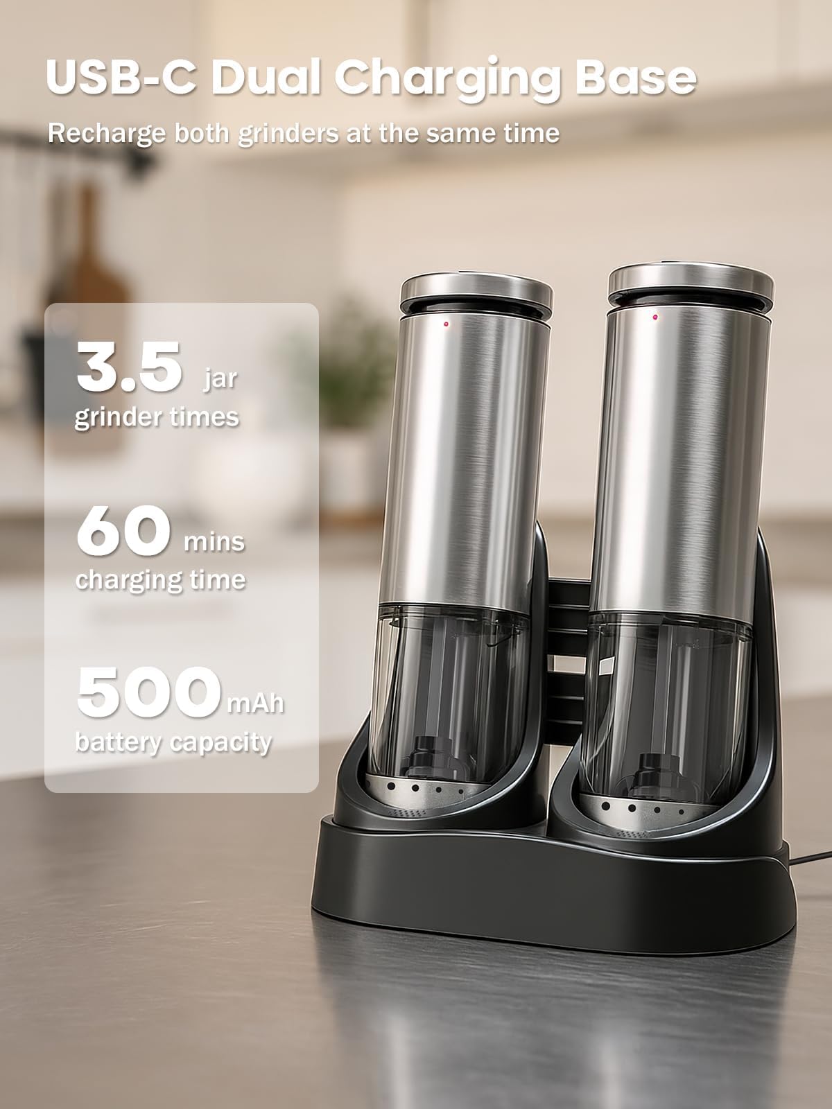 One-handed operation with the Uvellgift grinder for quick seasoning while cooking.