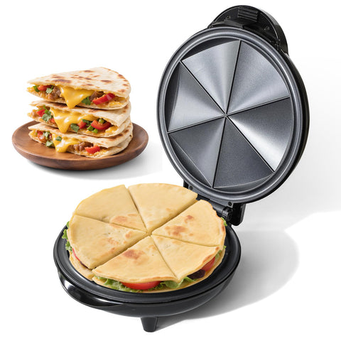 UVFAST electric quesadilla maker top view with 9.5-inch surface for quick meals
