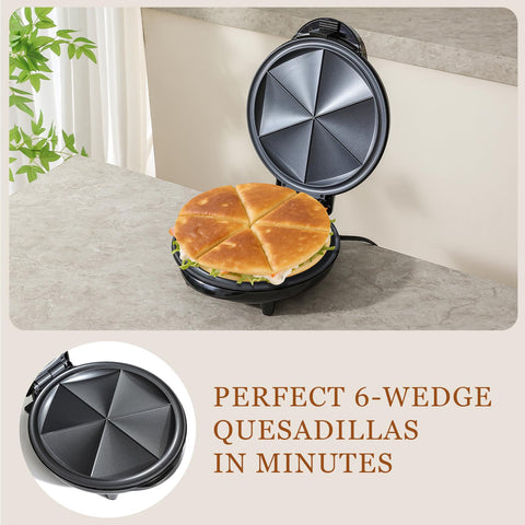 UVFAST quesadilla maker showing deeper 0.8-inch grill cavity for stuffed tortillas