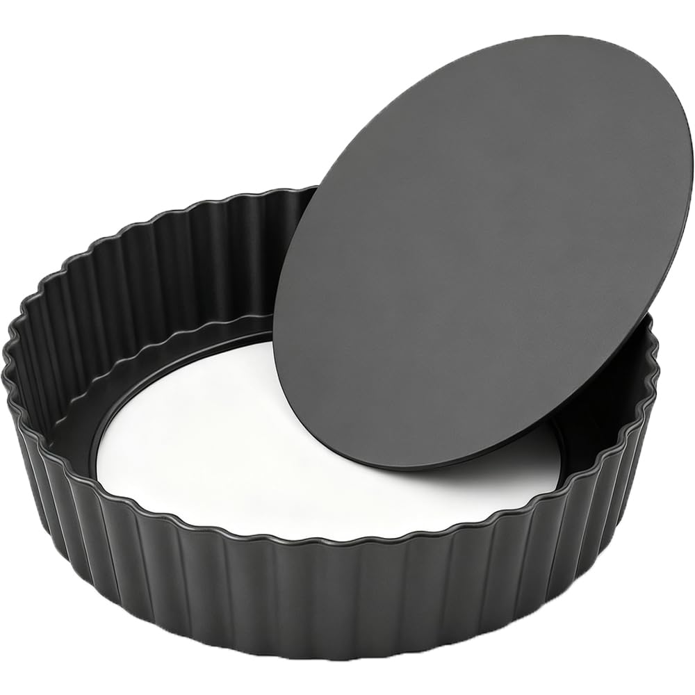 UWILLION 9-5 inch deep tart pan, side view, demonstrating generous filling capacity.