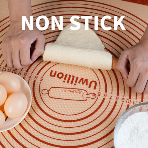 UWILLION pastry mat shows measurement marks in inches and centimeters for accuracy.