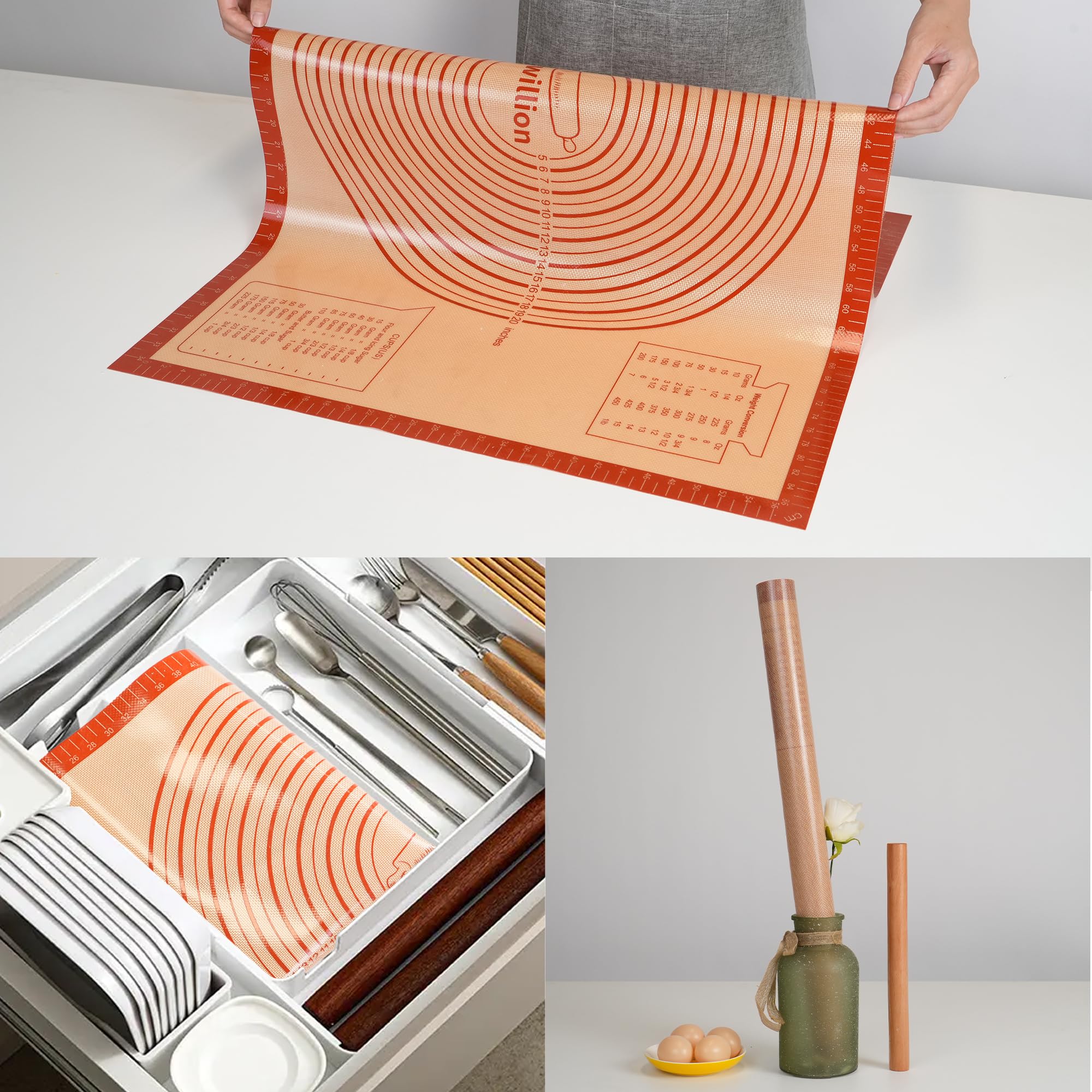 UWILLION versatile pastry mat also protects countertops during prep tasks.