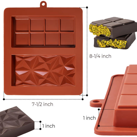 UWILLION silicone chocolate bar mold 1-inch thick for a polished finish.