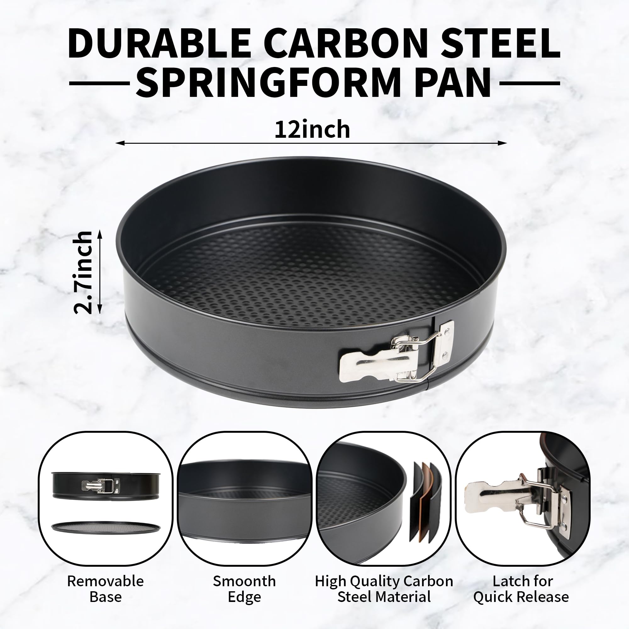 UWILLION springform pan lock latch ensures clean, secure cake sides.
