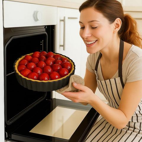 UWILLION versatile baking tool in action for tarts, pies, and quiches.