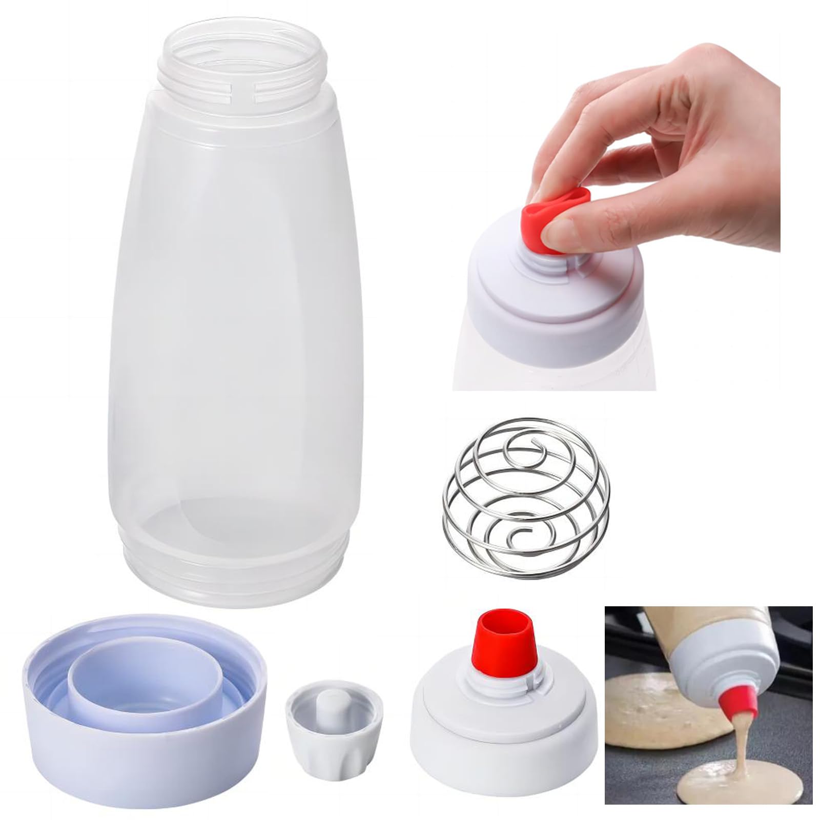 UZOU 4.5 cup capacity ideal for pancakes, crepes, muffins.