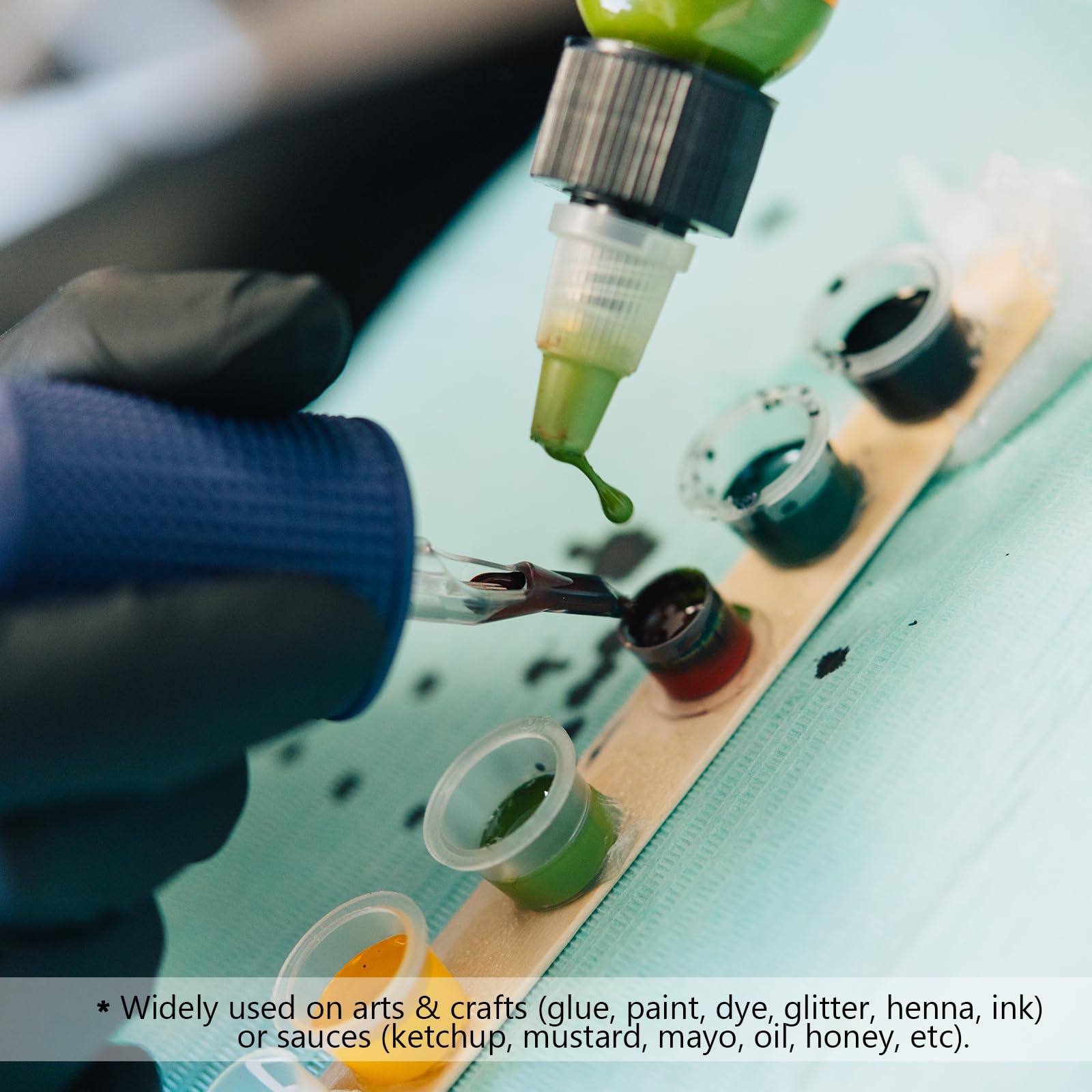 V-chen arts-and-crafts dispensing bottle keeps contents secure and easy to measure.