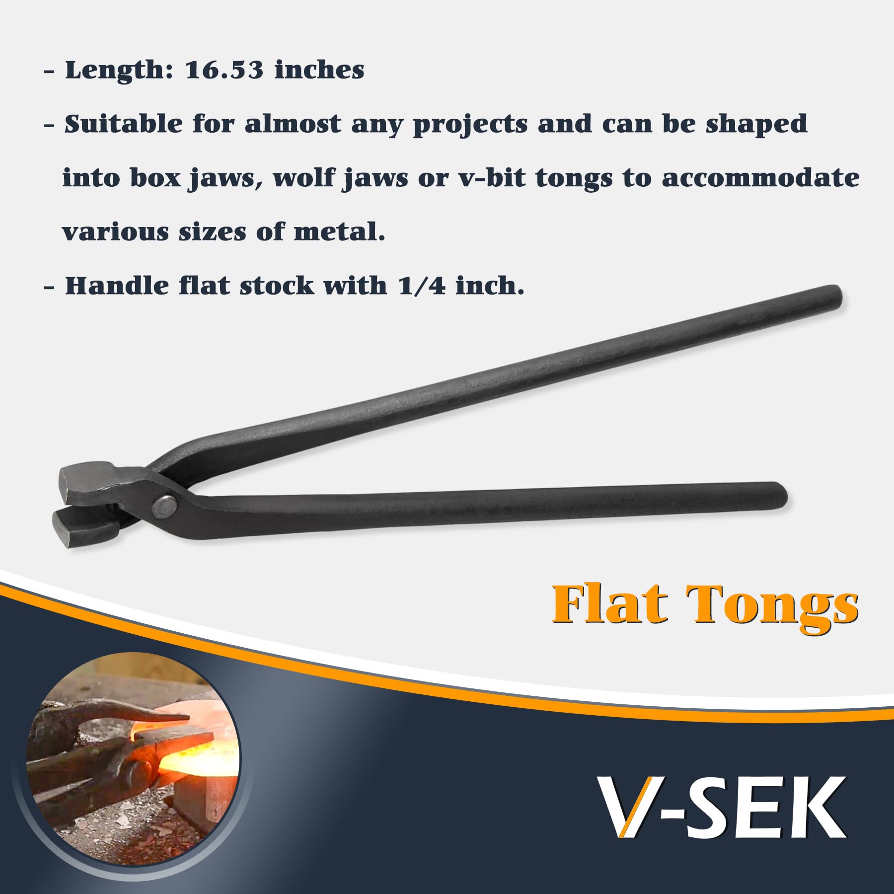 V-SEK Flat Tong shape options for box jaws and wolf jaws