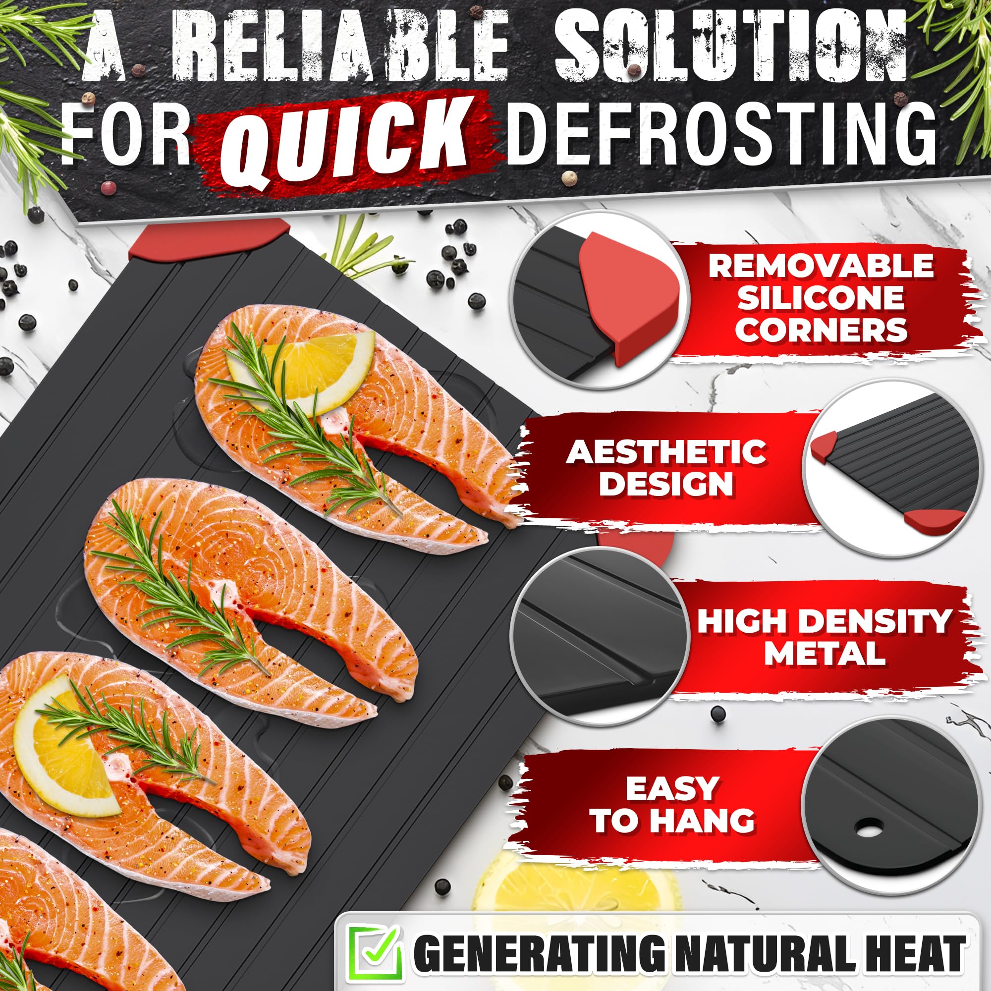 V TOWER defrosting tray requires no plugs, offering convenient, energy-free thawing.