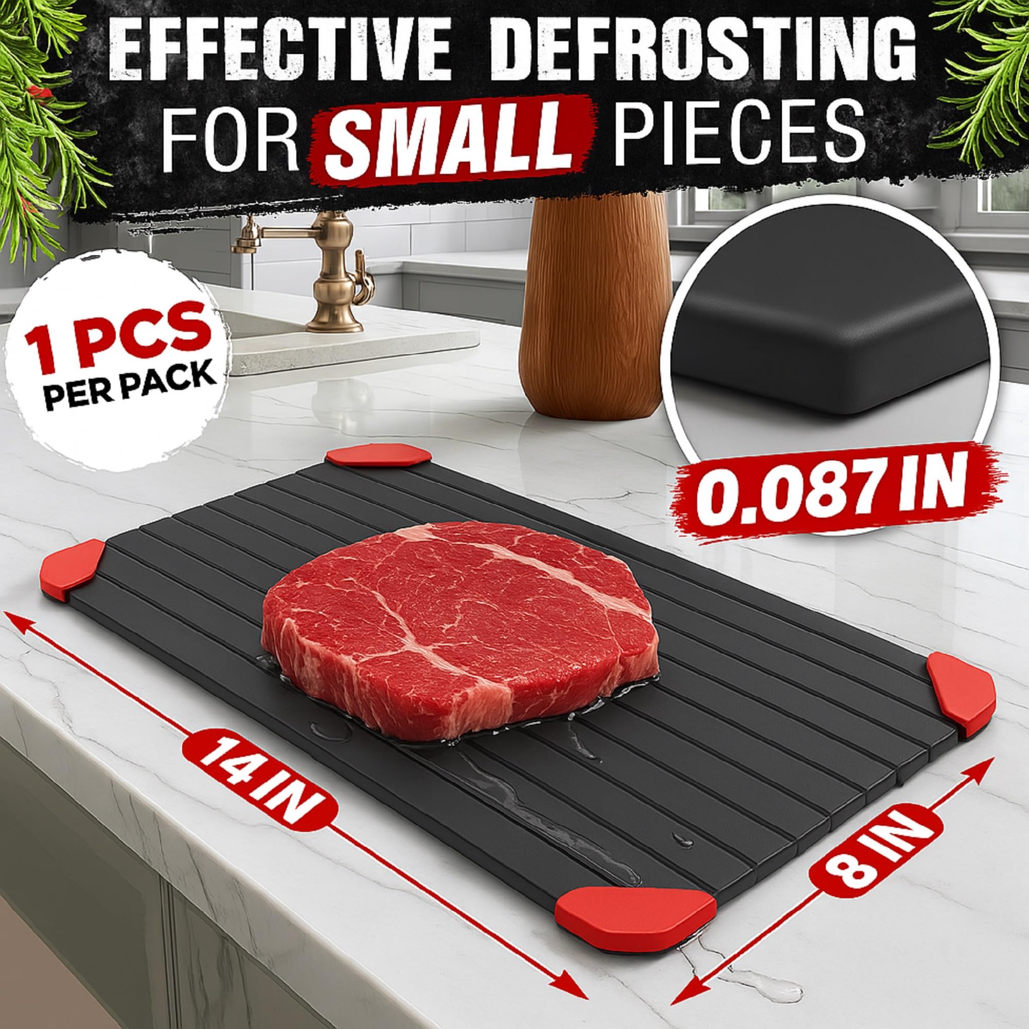 V TOWER defrosting tray features silicone corners for safer, stable handling.
