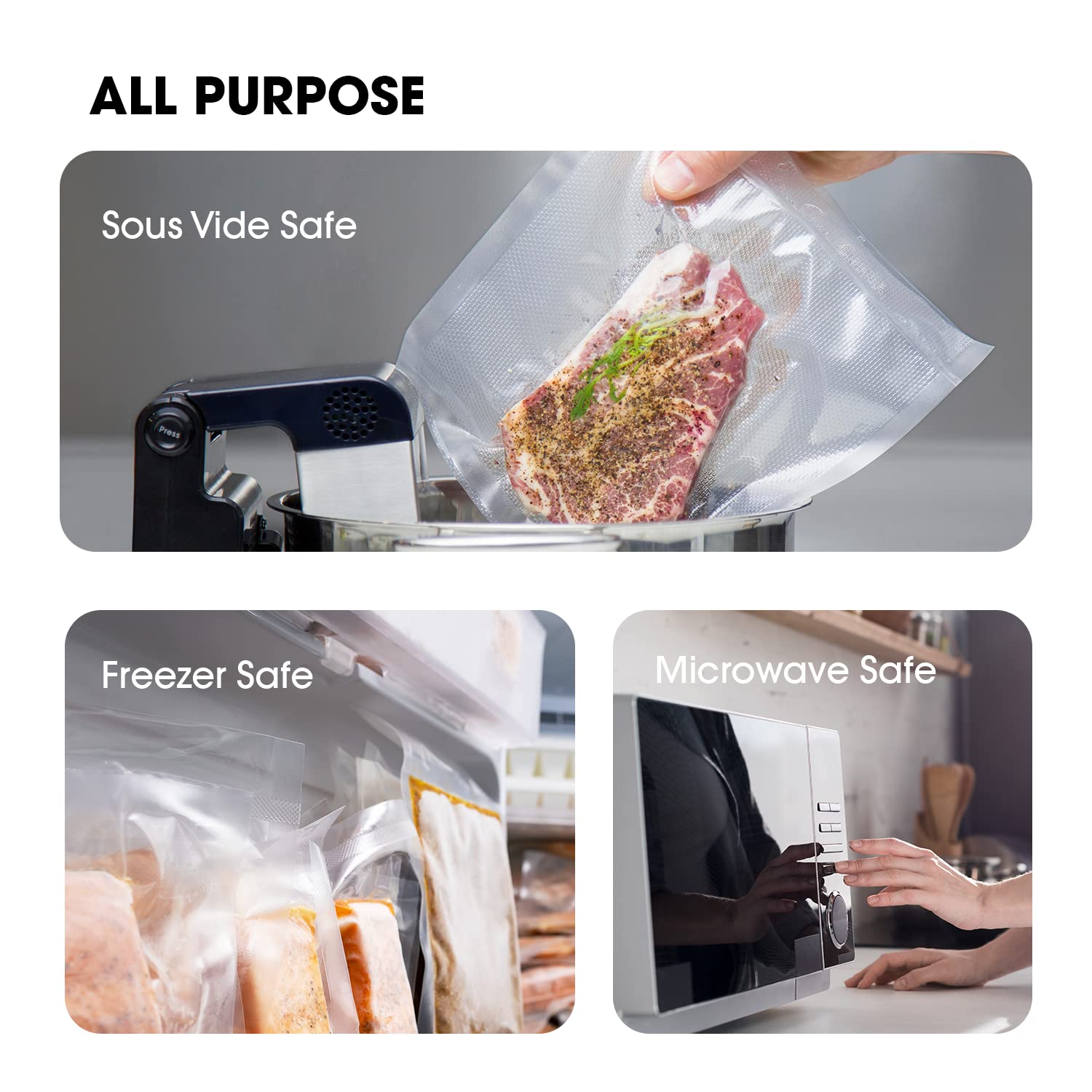Vesta Precision rolls work with all suction-type vacuum sealers for versatile use