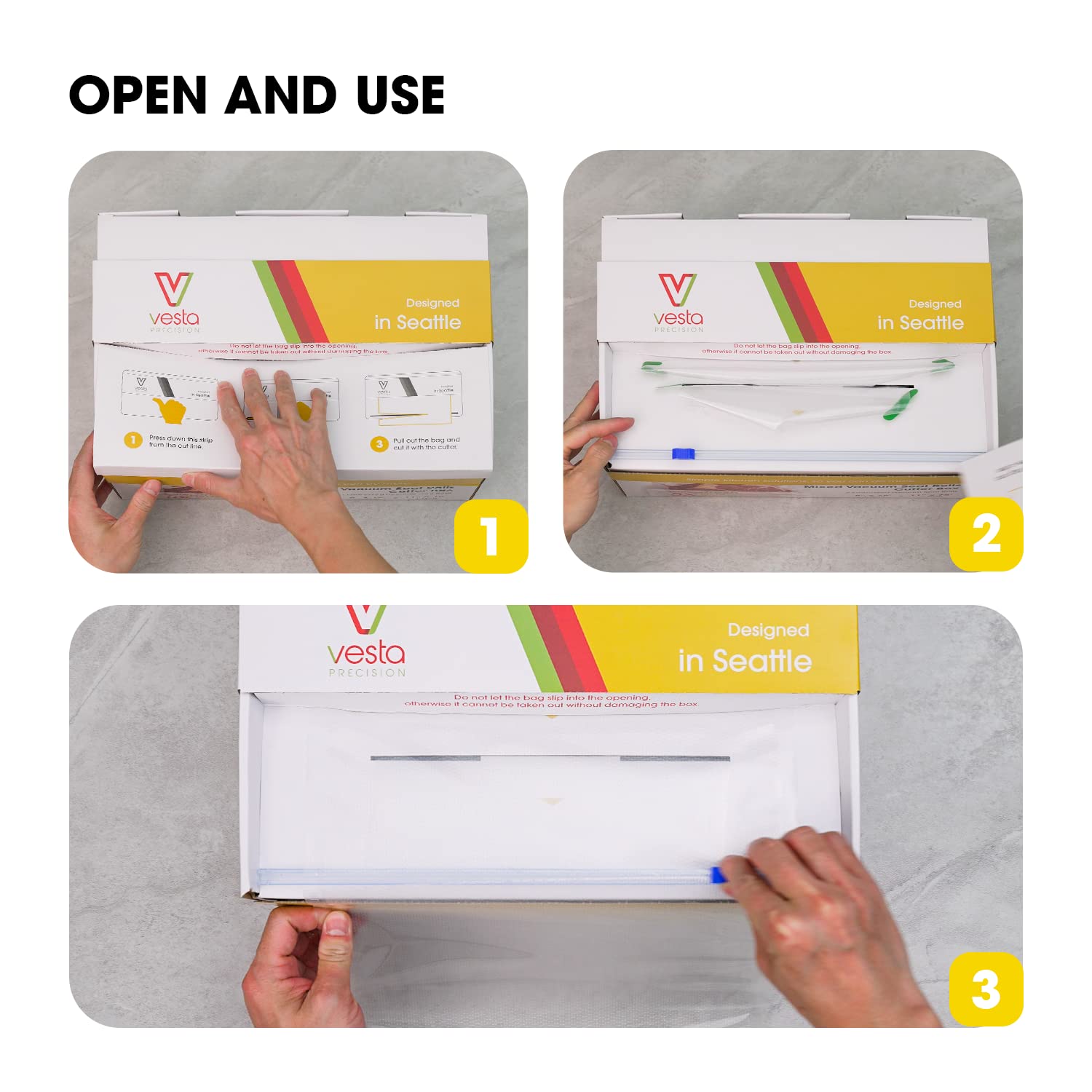 Vesta Precision bag rolls protect food in fridge, freezer, and pantry