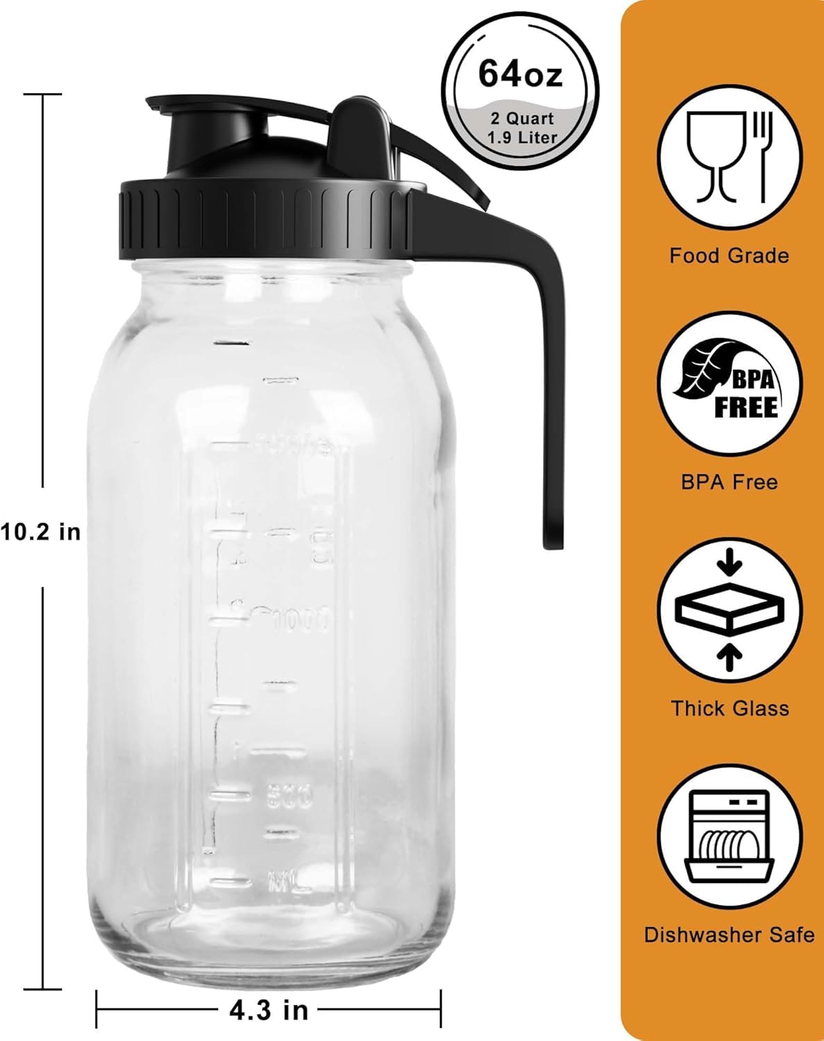 VA1KENE pitcher with leakproof lid keeps drinks fresh and mess-free.