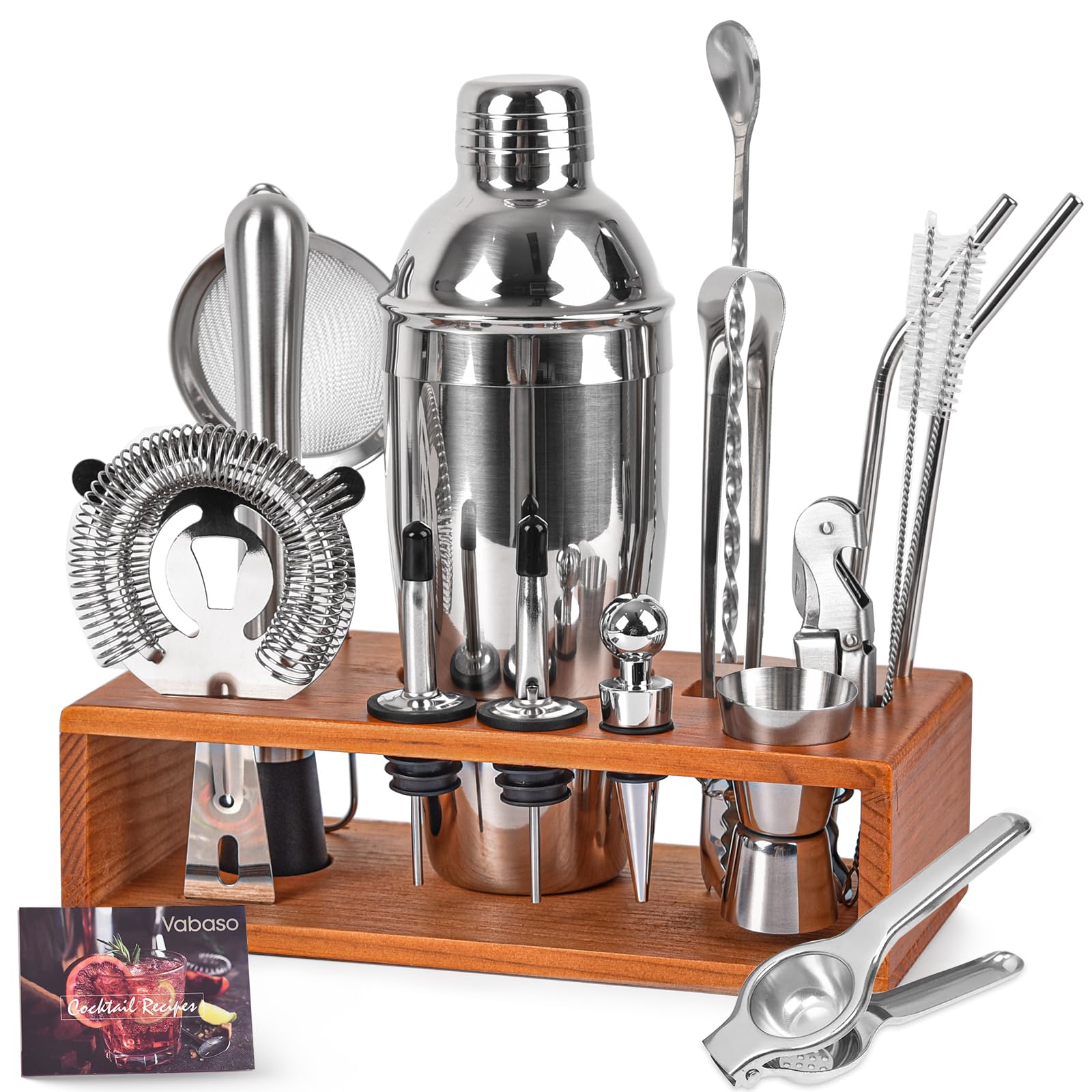Vabaso bartending kit stand elevates your home bar for quick access during entertaining.