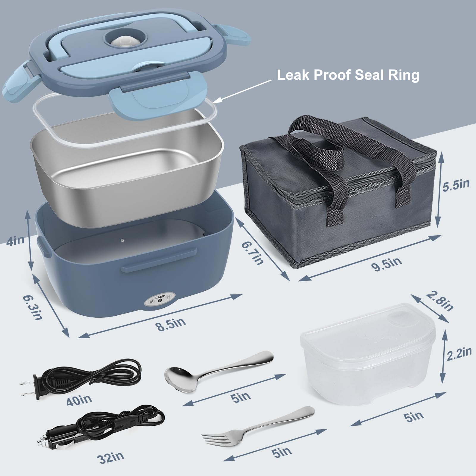 Vabaso durable 304 stainless inner container safeguards meals