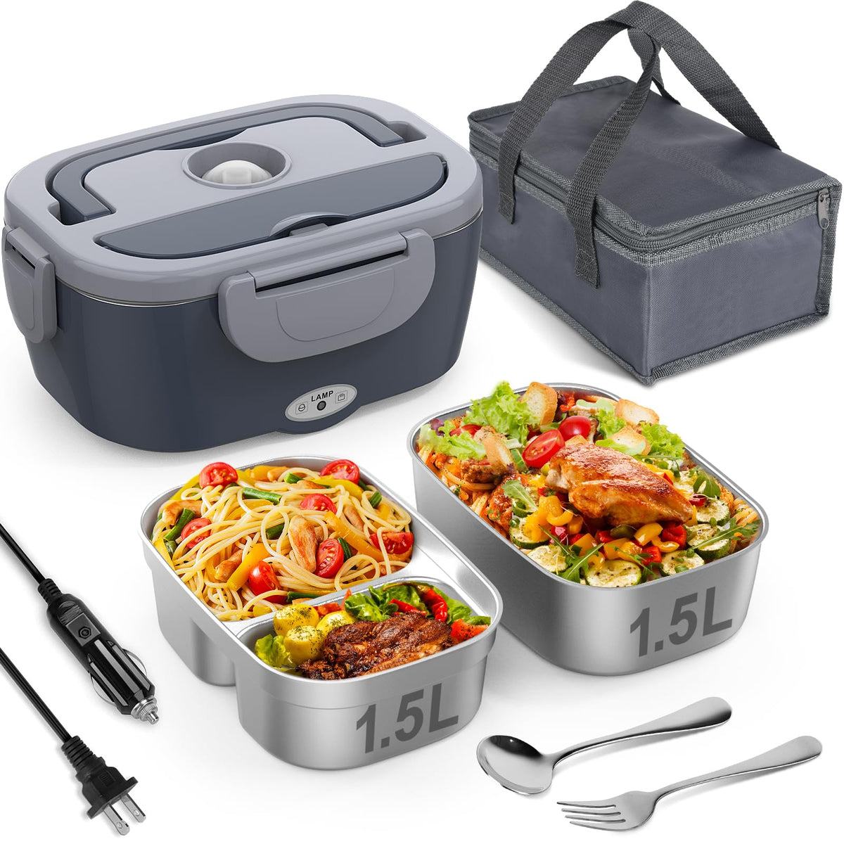 Vabaso electric lunch box open containers for easy meal prep on the go