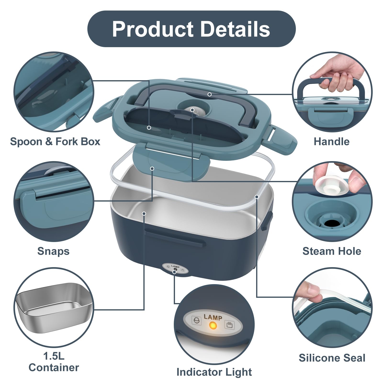 Vabaso stainless steel container offers durable, dishwasher-safe reheating.