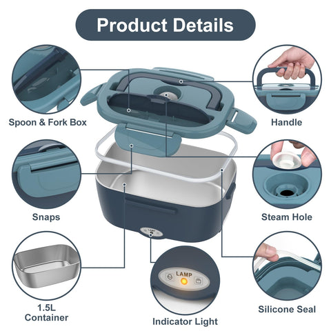 Vabaso stainless steel container offers durable, dishwasher-safe reheating.