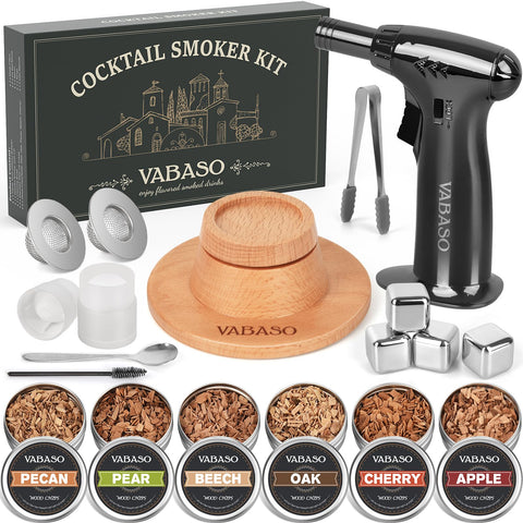 Vabaso whiskey smoker kit torch setup enhances cocktail aroma