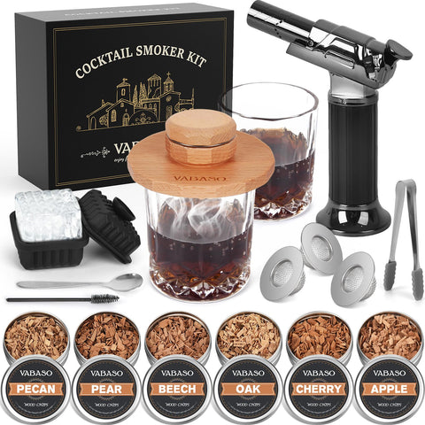 Vabaso whiskey smoker kit with torch ready to infuse cocktails