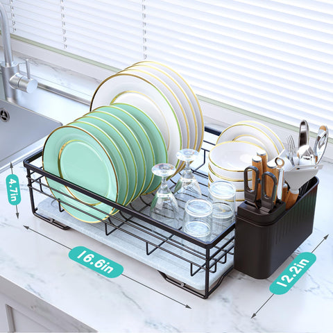 VABNEER dish drying rack black-finish blends modern kitchen style while resisting rust.