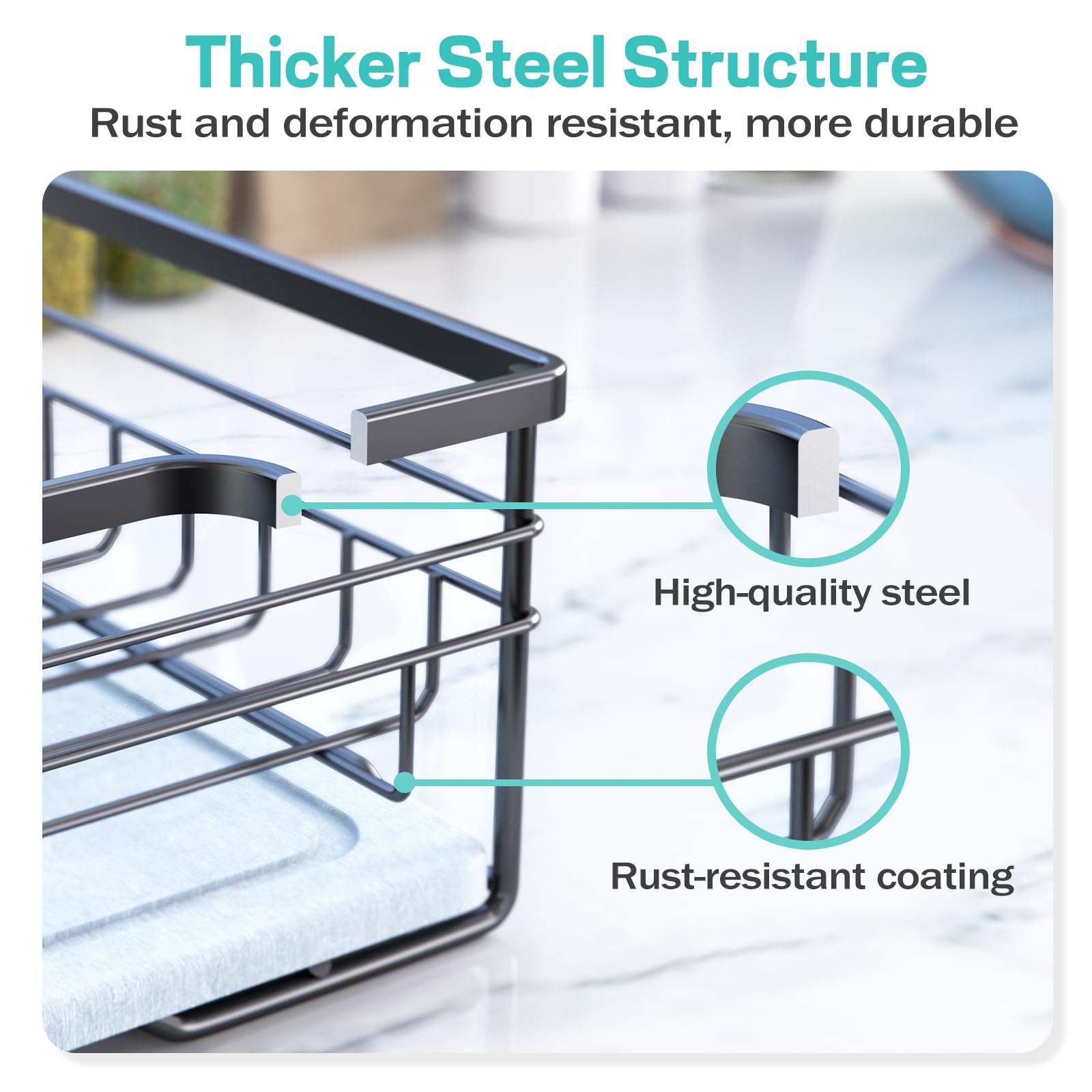 VABNEER dish drying rack quick-dry-mat offers fast moisture absorption.