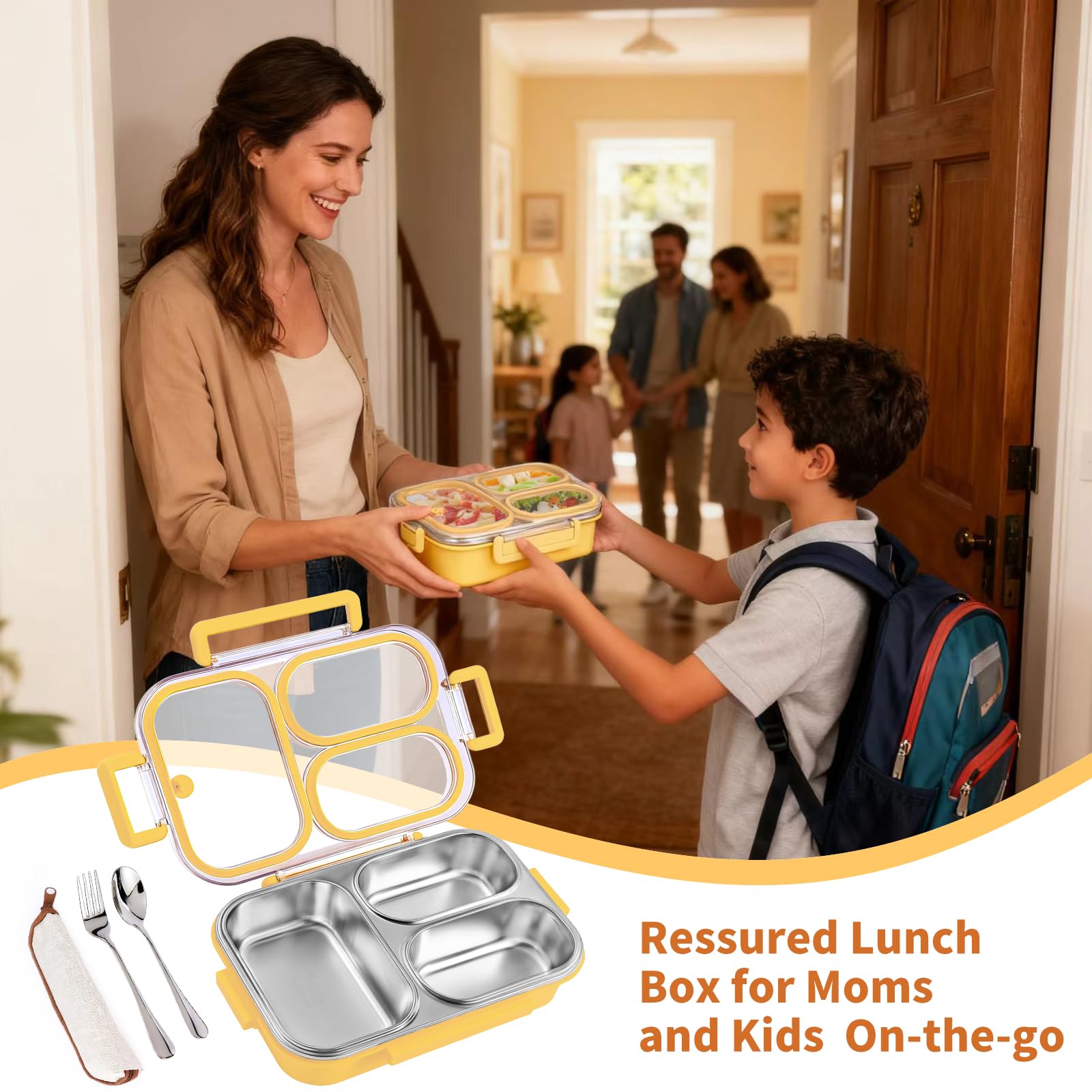 VACAID three-compartment lunch box keeps flavors separate for fresh meals.