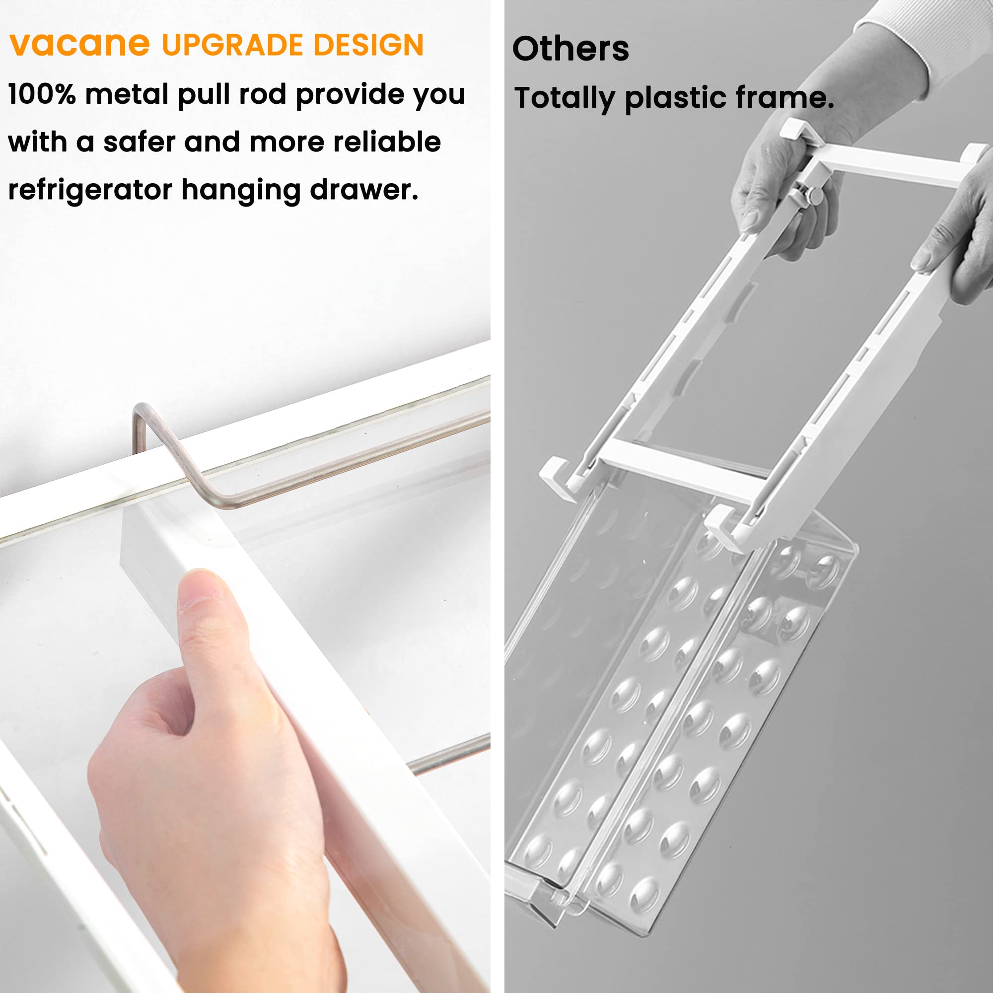 Vacane BPA-free food-grade drawer for safe, easy cleaning storage.