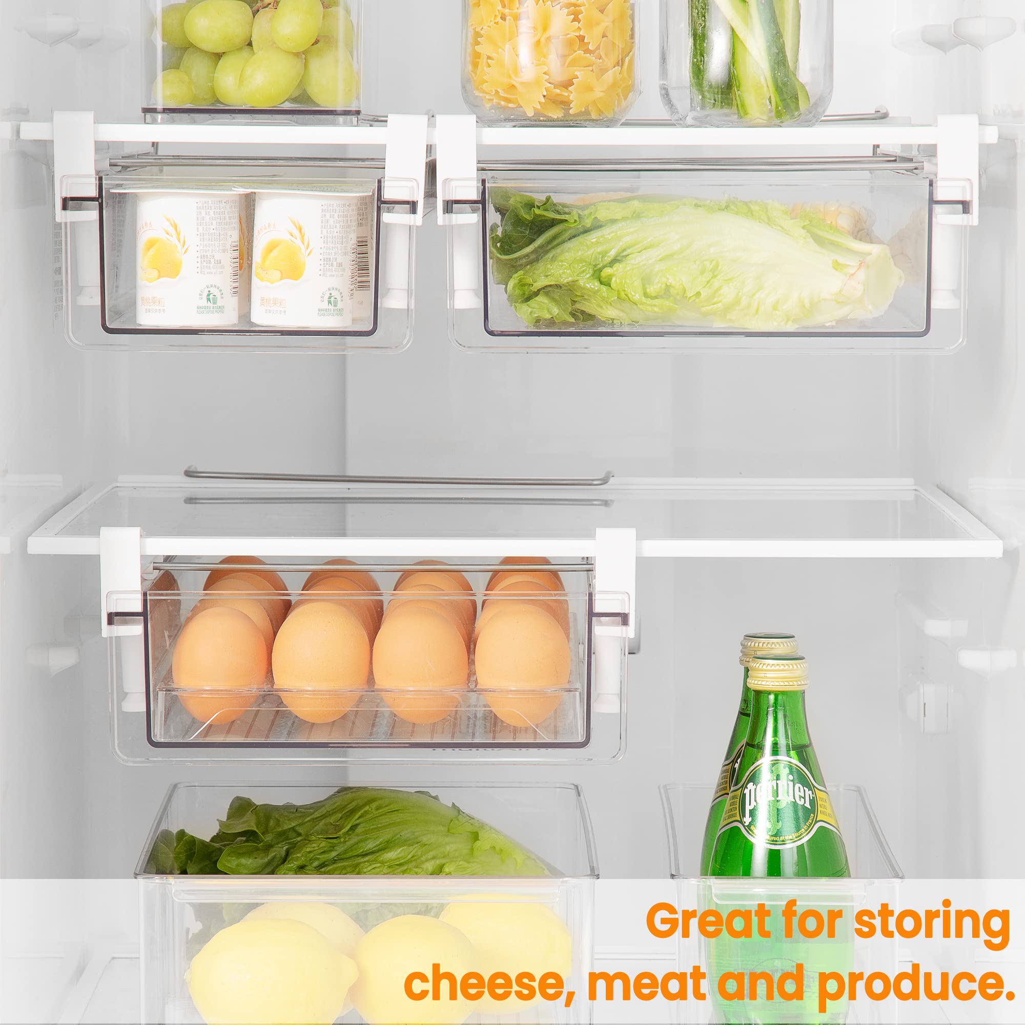 Vacane fridge storage container clear view for quick cheese and meat checks.