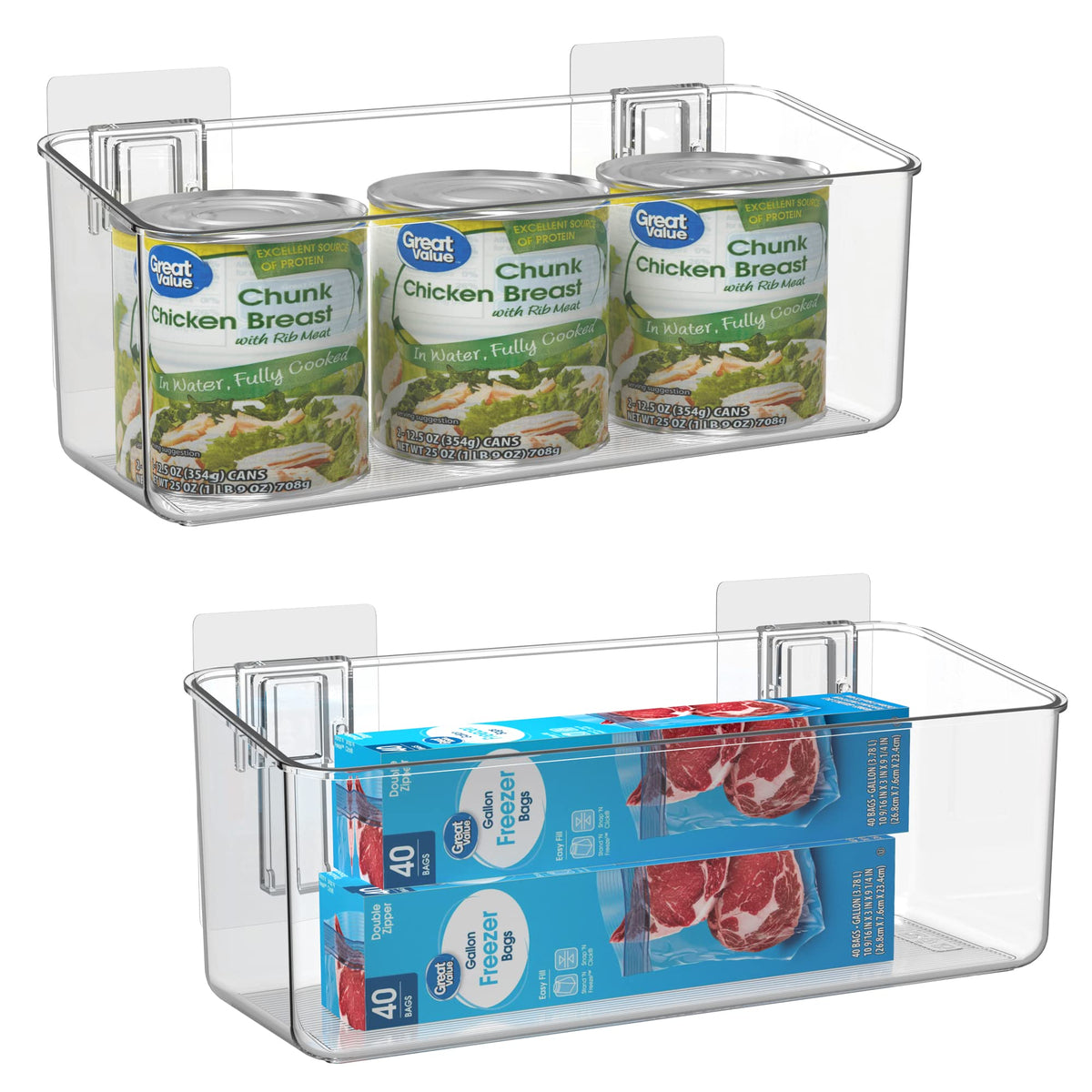 vacane over-cabinet-door-organizer mounted, creates clutter-free cabinet storage.
