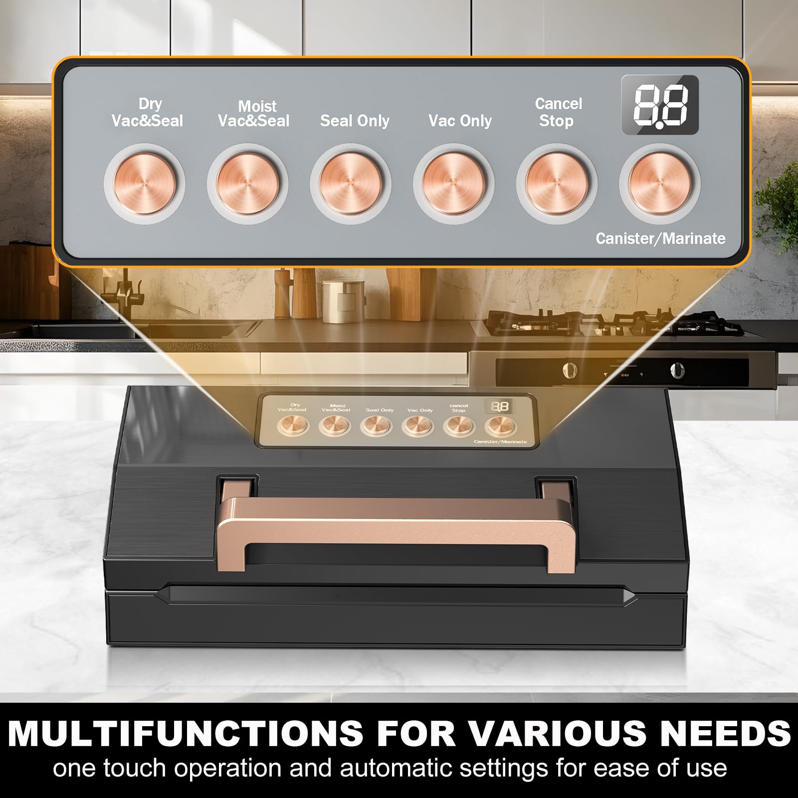 VACAPEX 5.0 10-in-1 modes display for versatile sealing.