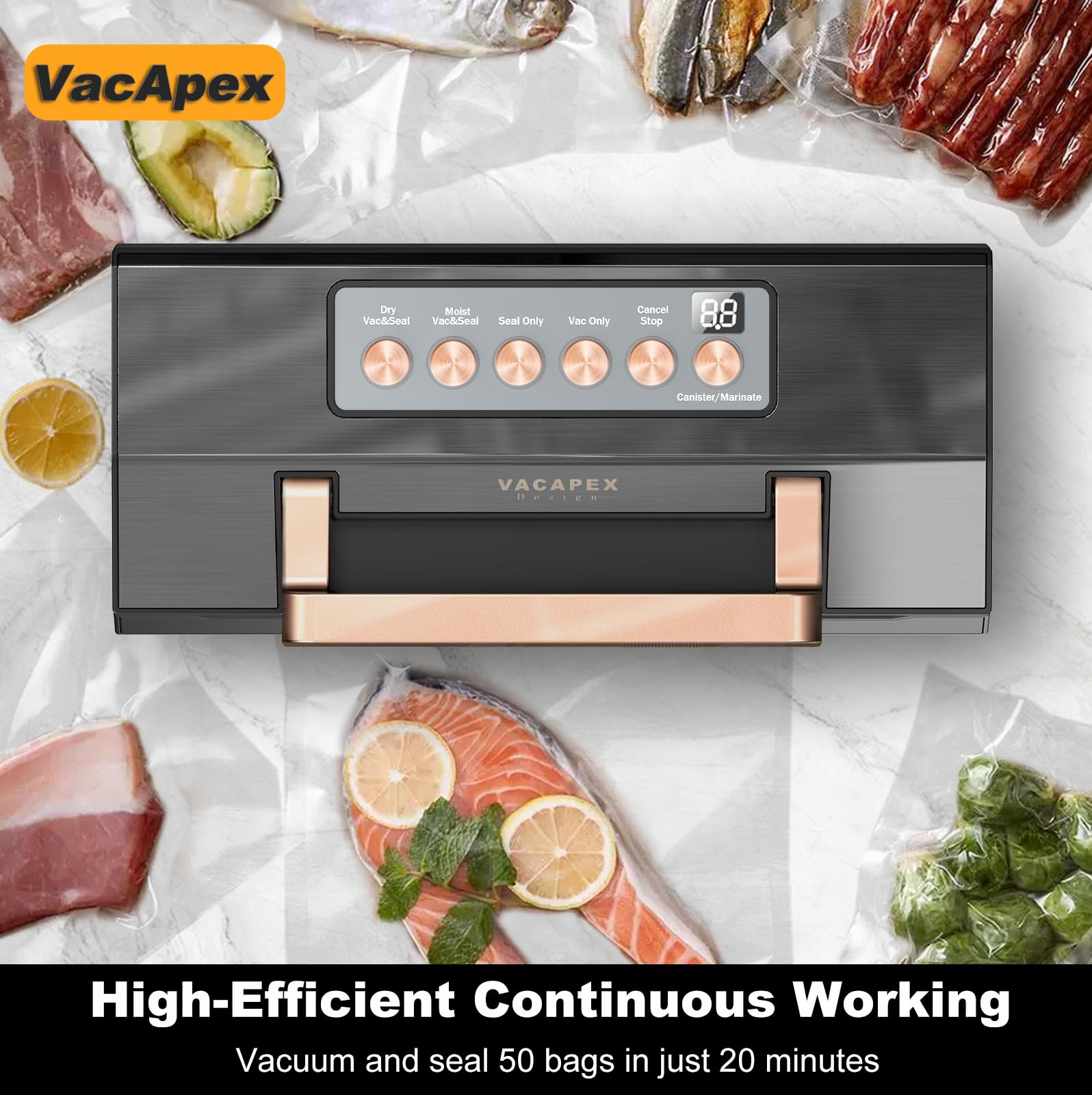 VACAPEX 5.0 energy-smart 120W operation for efficient daily use.
