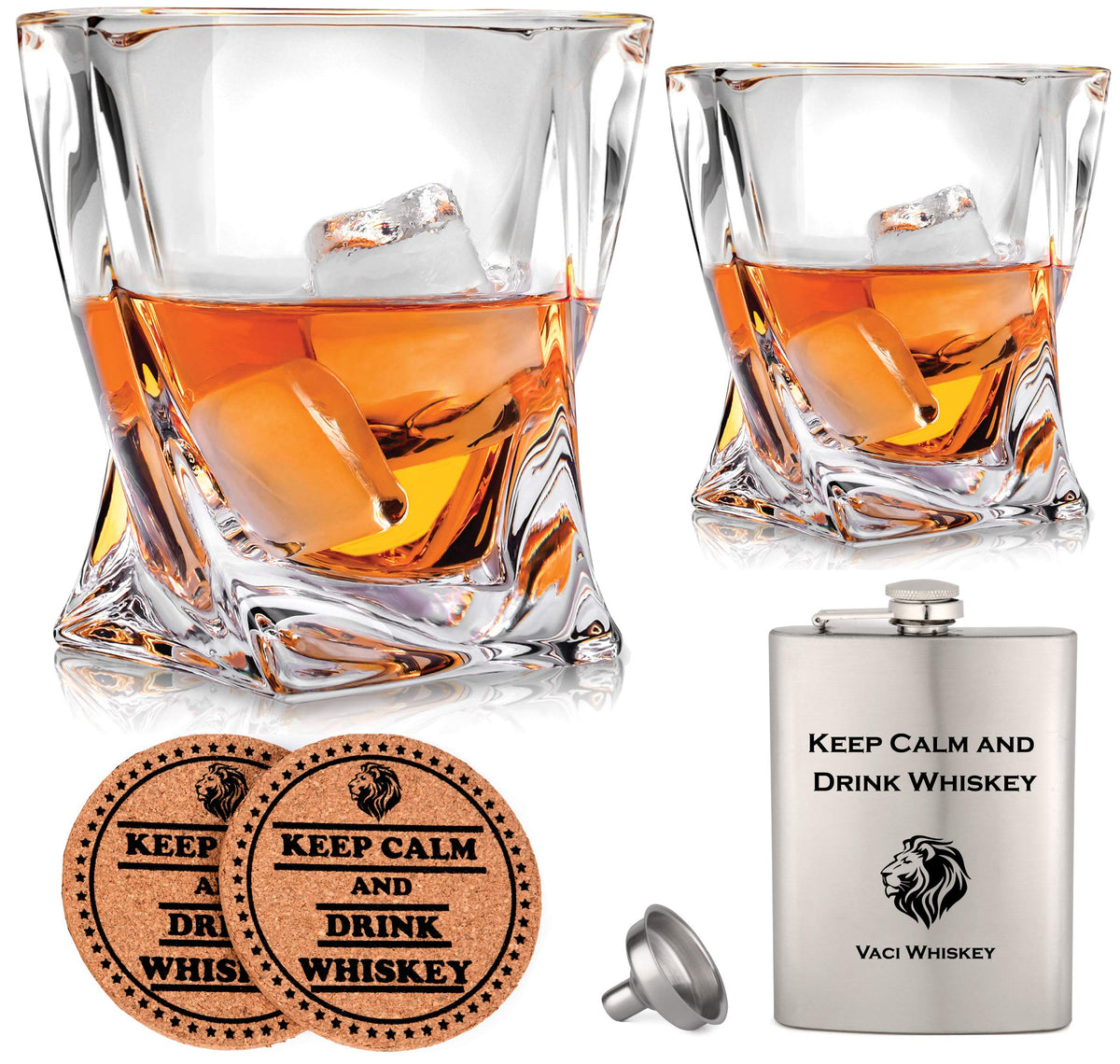 VACI GLASS whiskey glasses set with 10 oz crystal tumblers for savoring bourbon