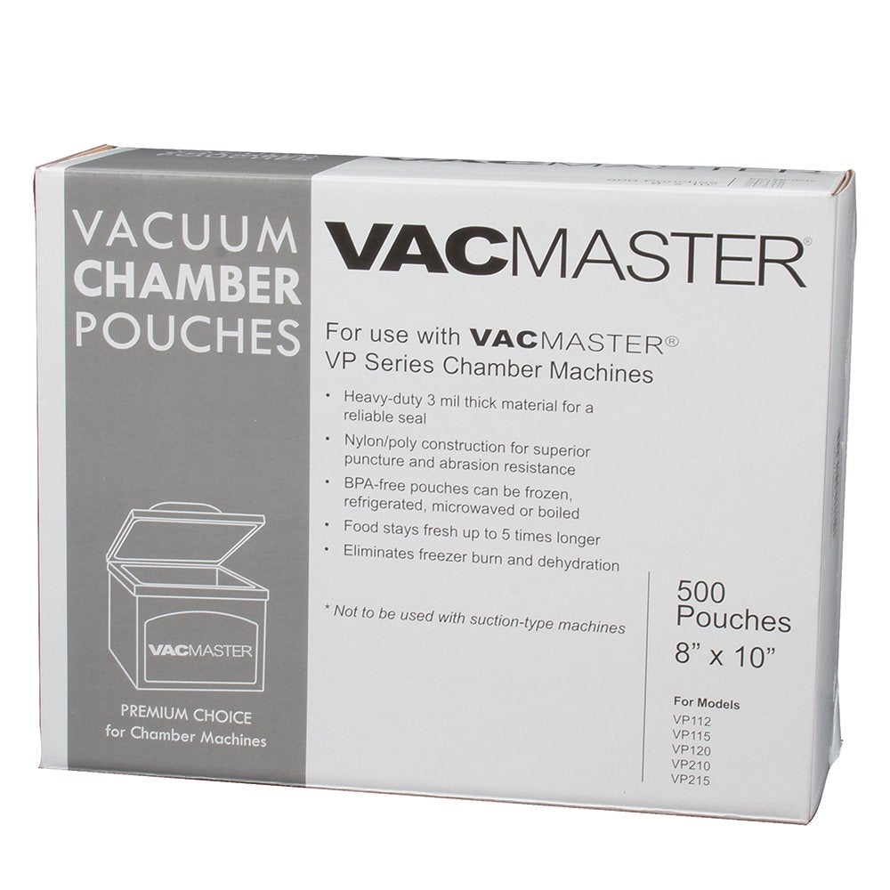 VacMaster 40722 3-mil chamber pouch 8x10 for airtight seal and fresh storage.