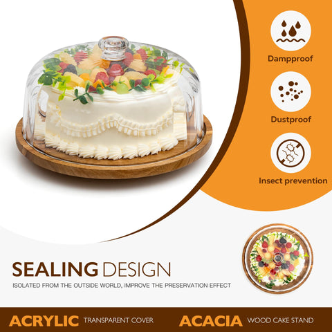 Vacream clear dome cover protects desserts while staying visible.