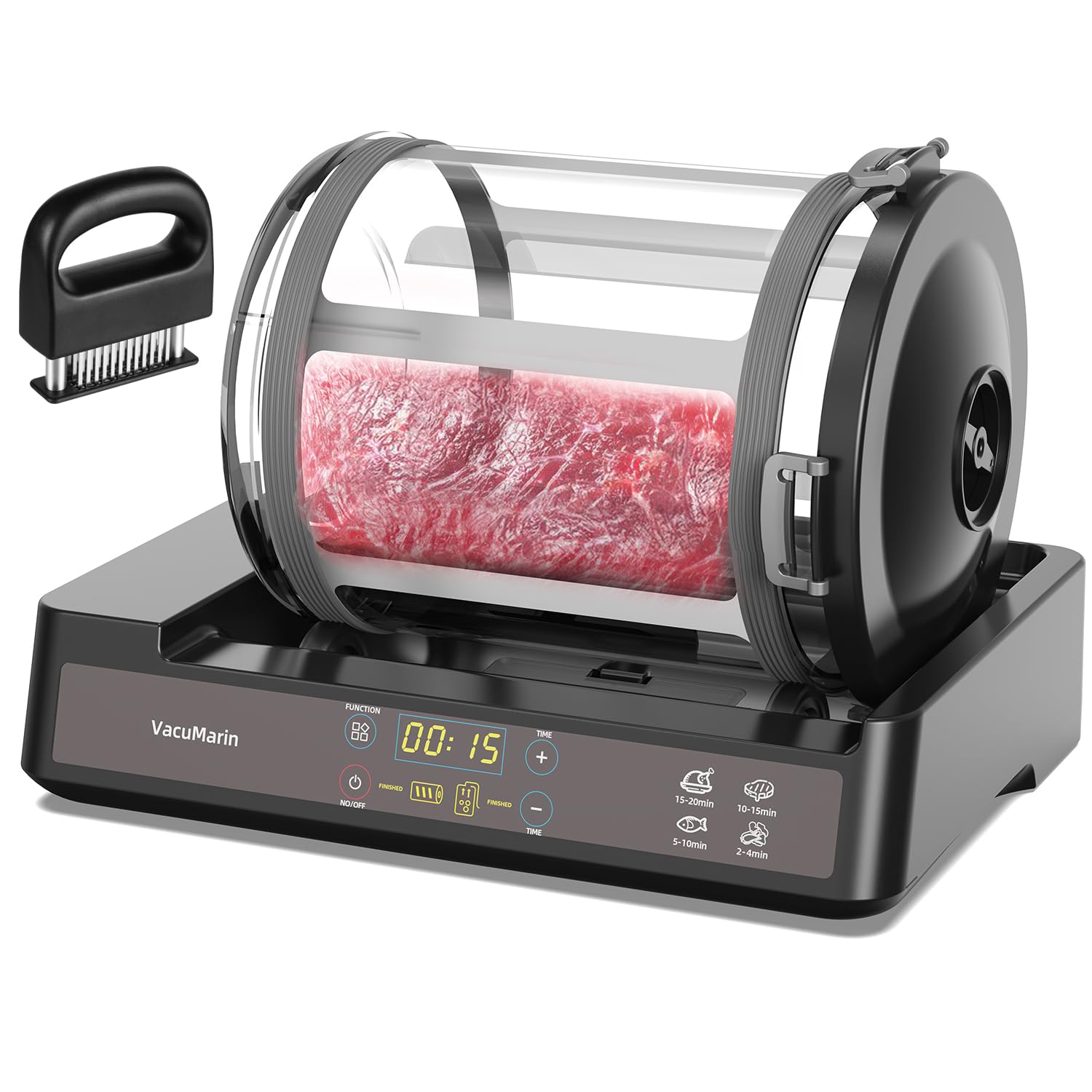 VacuMarin 15 Minute Marination Chamber ready for rapid flavor infusion in meats.
