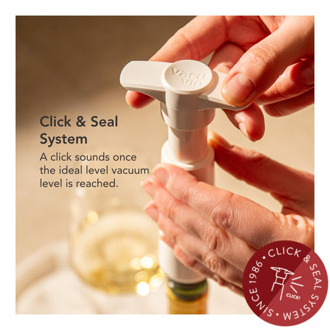Vacu Vin cone-shaped stopper provides a tight airtight seal
