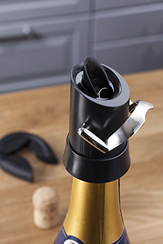 Vacu Vin Premium Champagne Stopper seals bottle to keep freshness