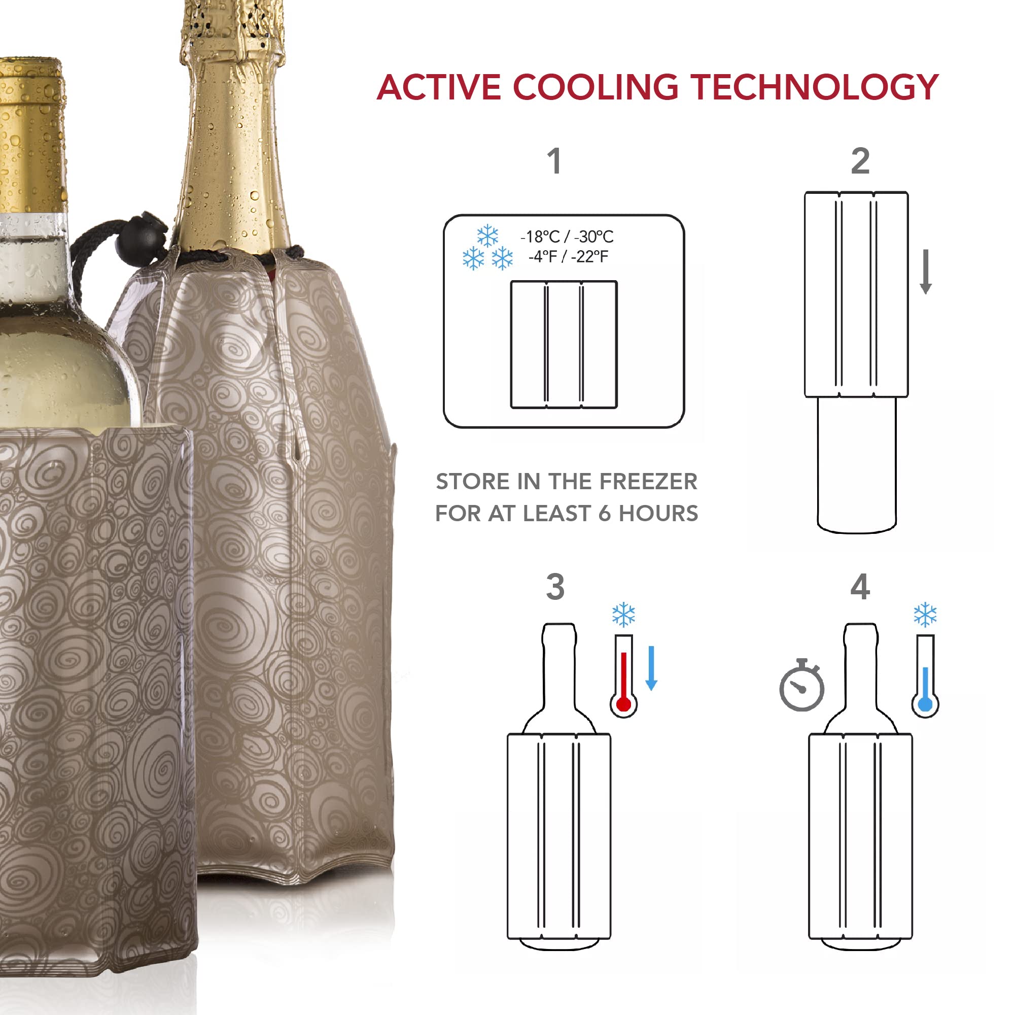 Vacu Vin rapid ice bottle cooler in use at a party for portable chilling.