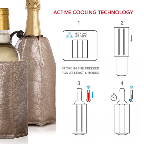 Vacu Vin rapid ice bottle cooler in use at a party for portable chilling.