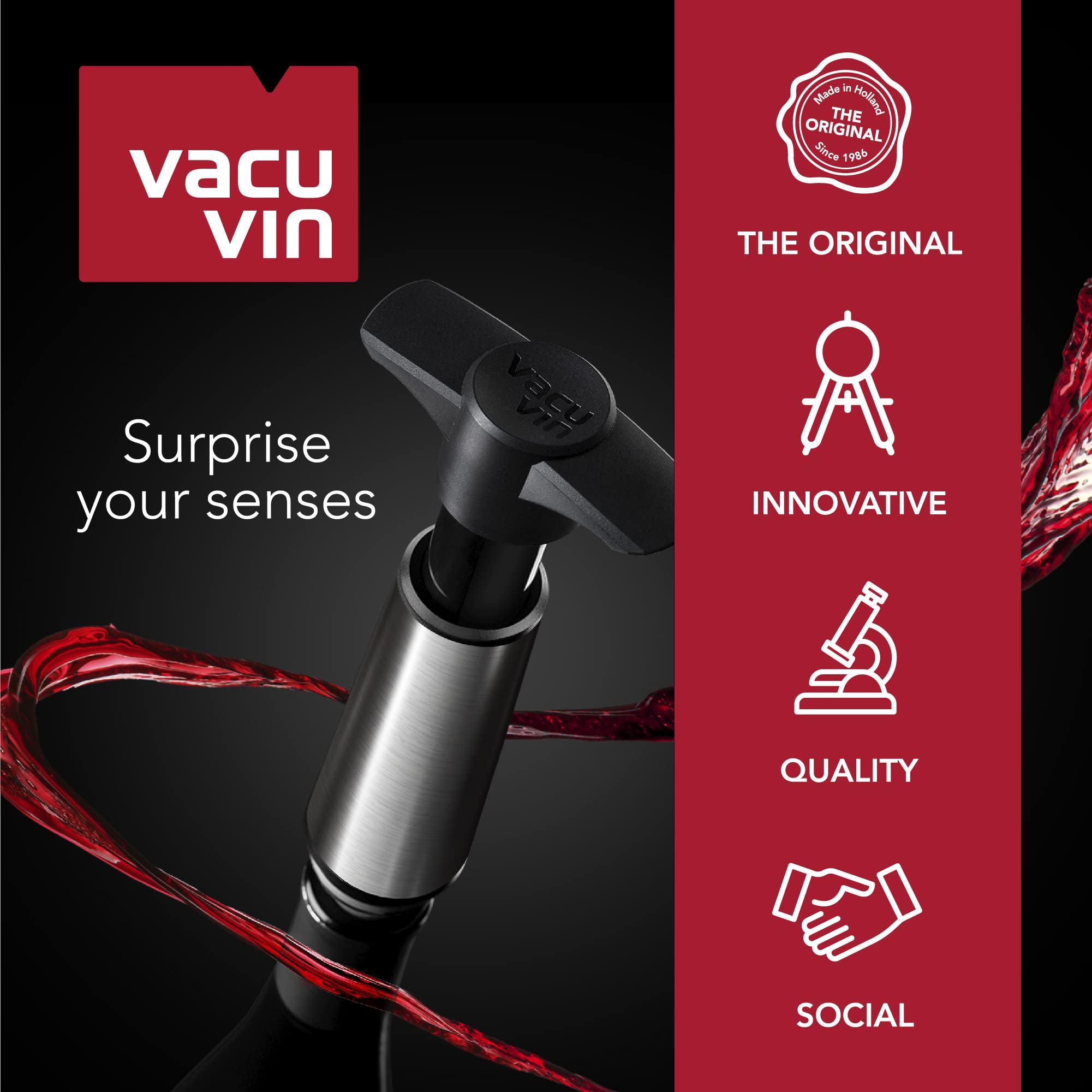 Vacu Vin rapid ice bottle cooler close-up shows insulated layers.
