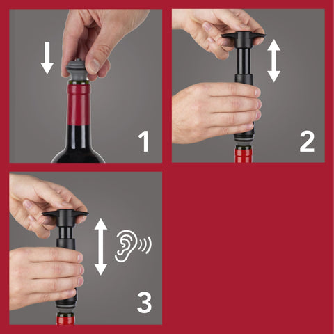 Dishwasher safe Vacu Vin stoppers for easy cleaning after gatherings.