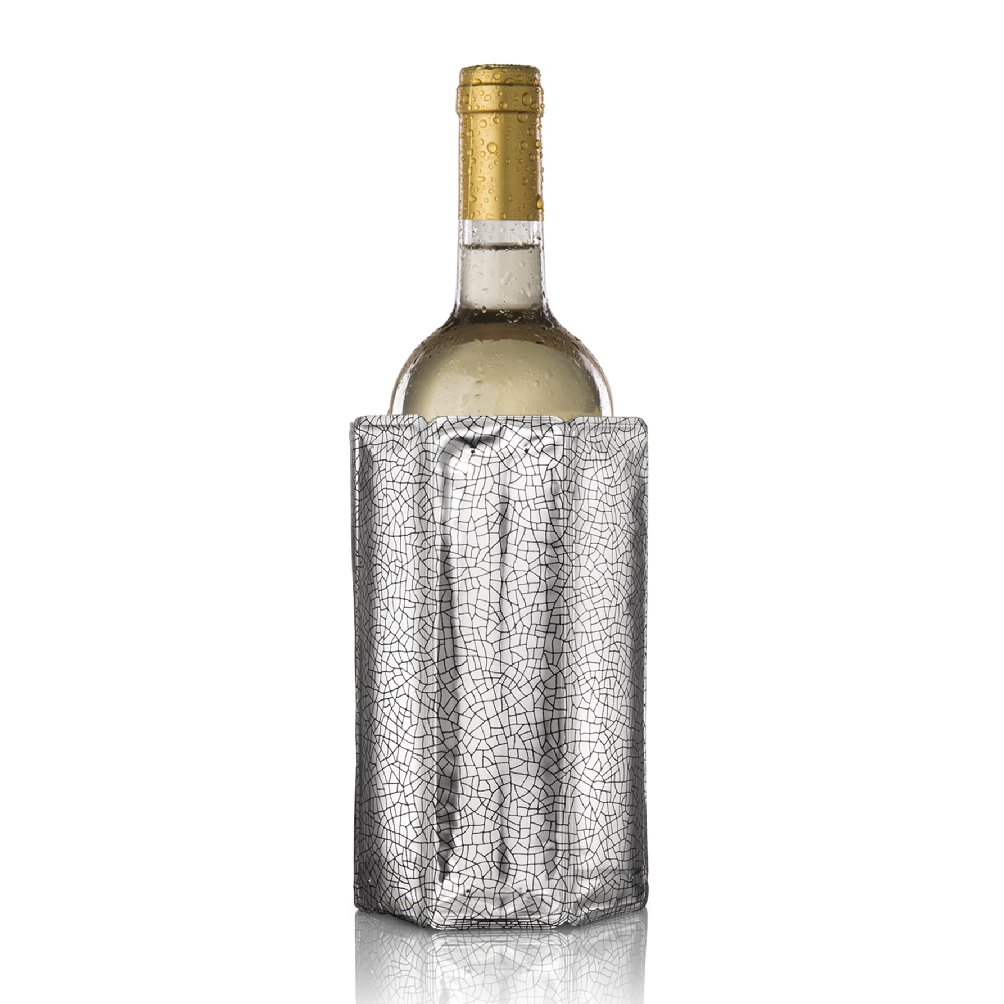 Vacu Vin Wine Cooler Sleeve in silver enabling active cooling of 750ml bottles.