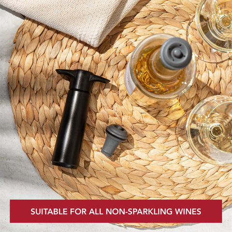 Compatible with Vacu Vin wine saver pump for efficient sealing.