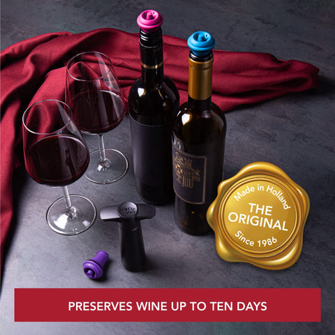 Vacu Vin stopper with universal fit seals most bottles securely.