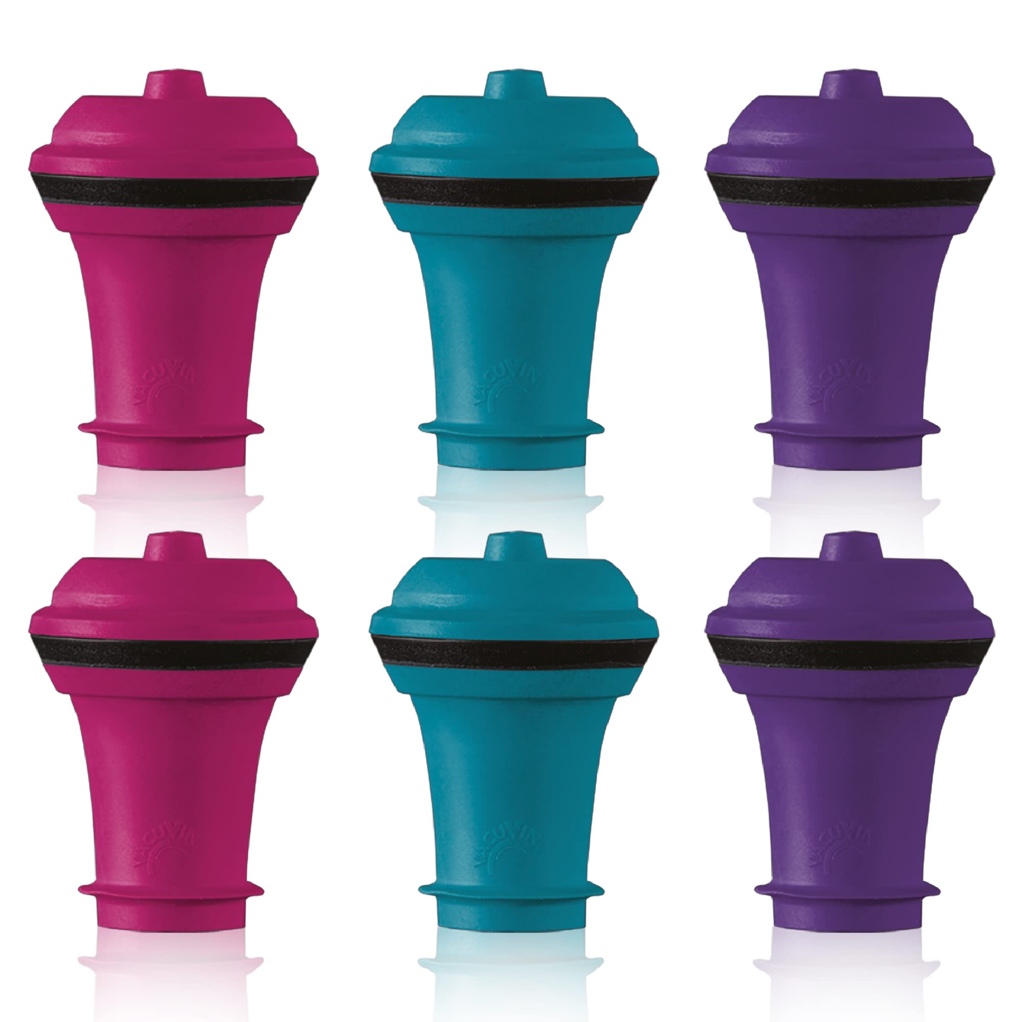 Vacu Vin wine-saver stoppers multicolor set preserving freshness up to a week.