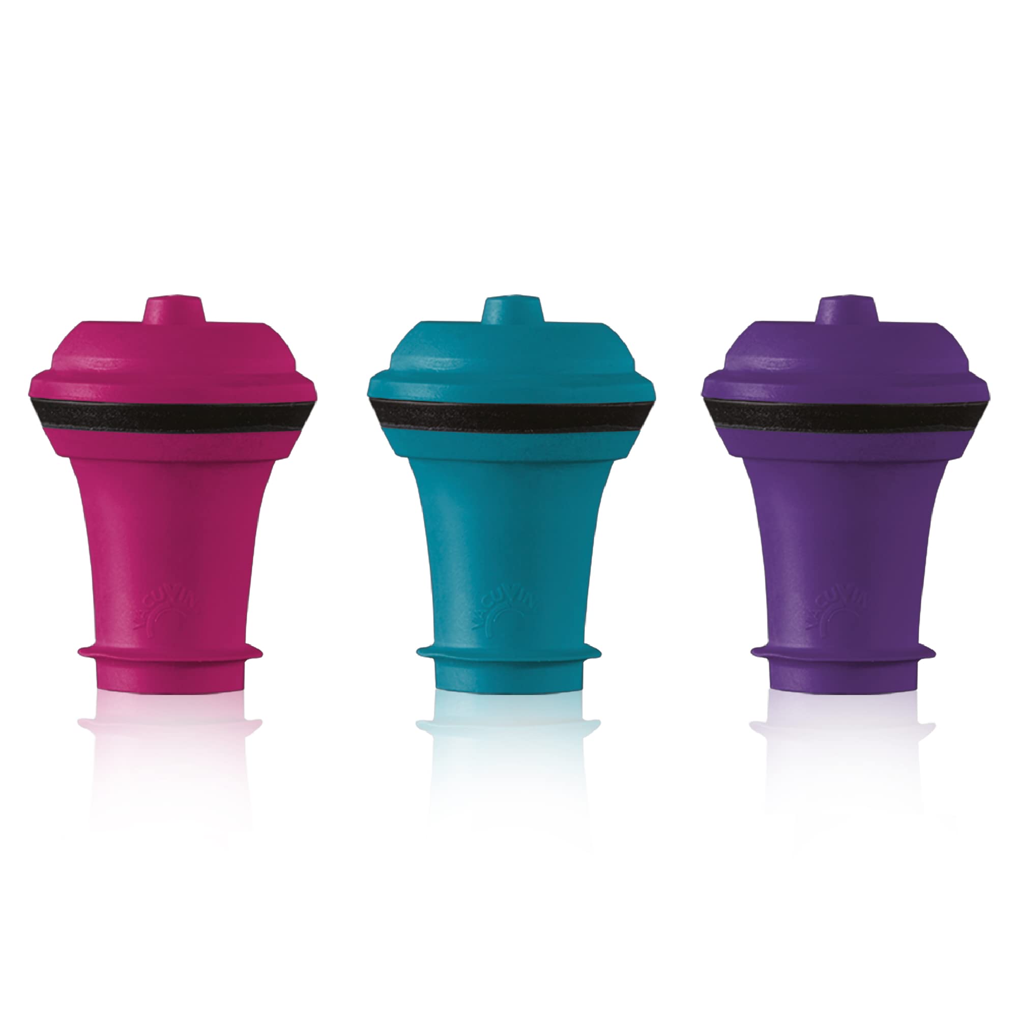 Vacu Vin wine saver stoppers set in multicolor sealing a bottle to preserve wine