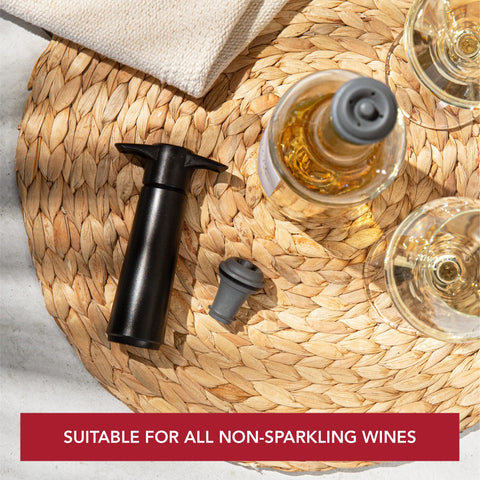 Close-up of Vacu Vin bottle sealer showing airtight seal on bottle