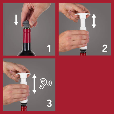 Vacuvin kitchen display highlights stylish, compact wine preservation tool.